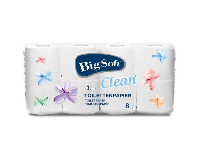 Big Soft Toilettenpapier Clean 3lagig 8 Rollen » Top-Schnäppchen | Mäc-Geiz