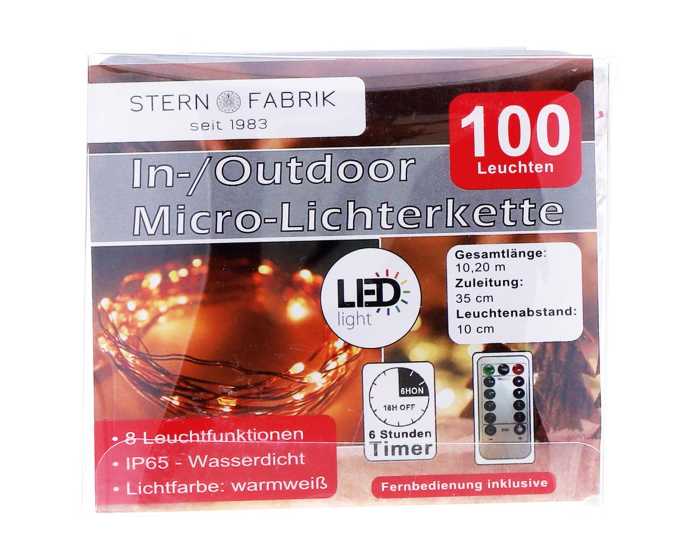 Outdoor LED Drahtlichterkette mit warmweiß 100er » Timer und Top-Schnäppchen Mäc-Geiz Fernbedienung 