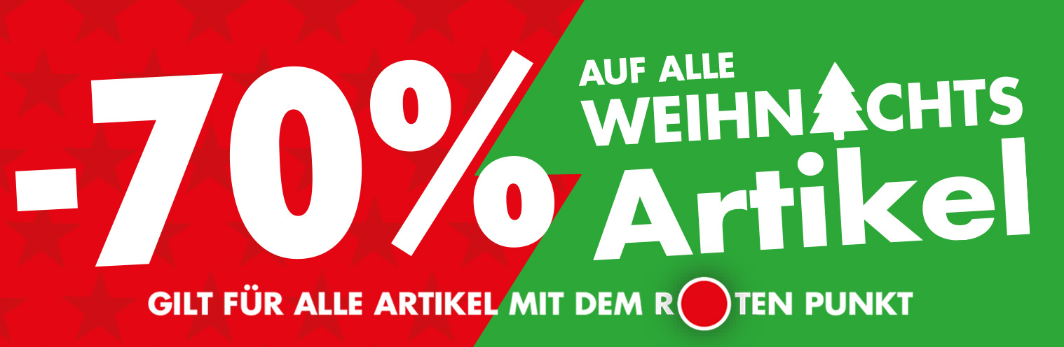 Weihnachtsartikel 70% Rabatt